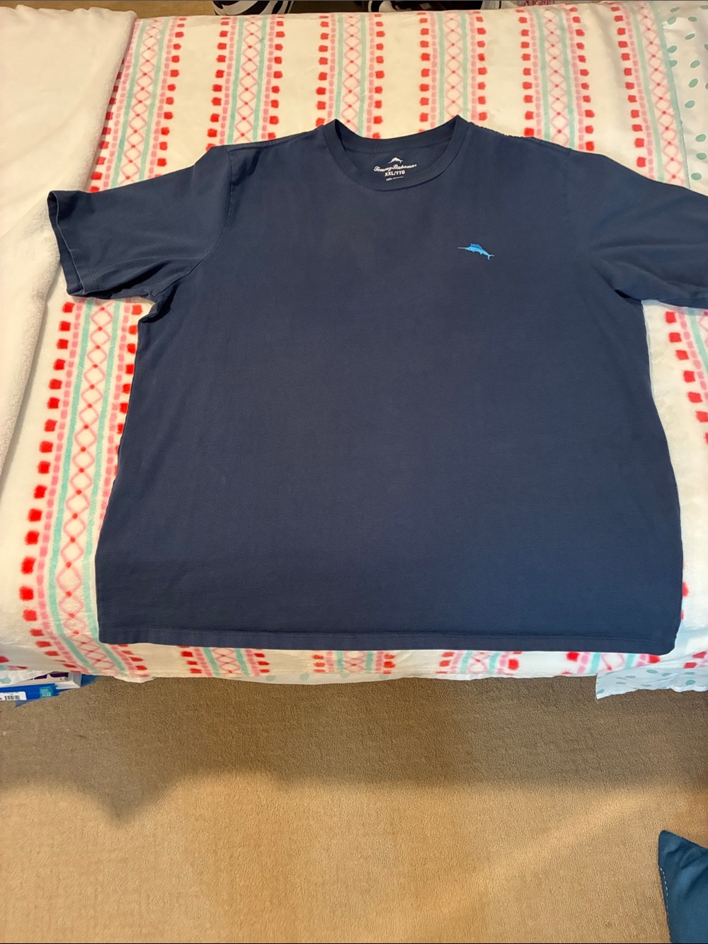 Tommy Bahama Navy Short-Sleeve Crewneck with Aqua Logo